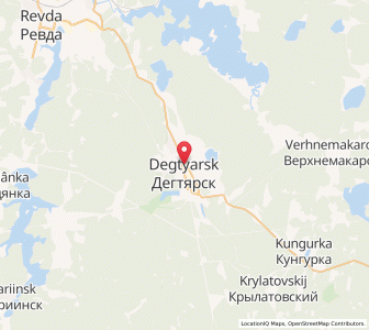 Map of Degtyarsk, Sverdlovsk Oblast