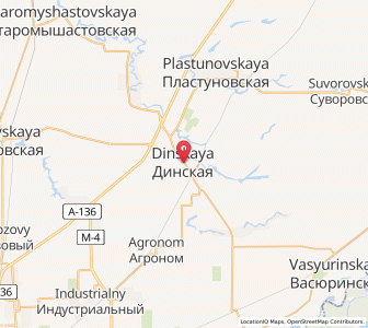 Map of Dinskaya, Krasnodar Krai