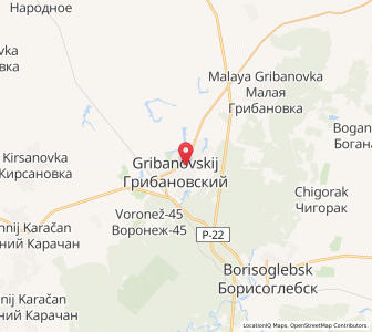 Map of Gribanovskiy, Voronezh Oblast