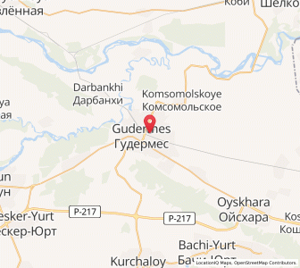 Map of Gudermes, Chechnya