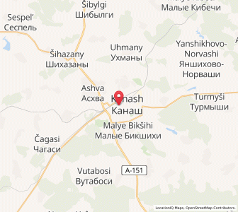 Map of Kanash, Chuvashia