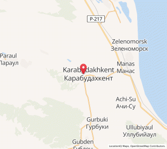Map of Karabudakhkent, Dagestan