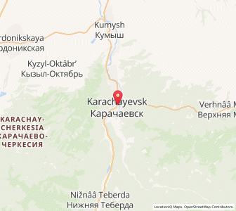 Map of Karachayevsk, Karachayevo-Cherkesiya Republic