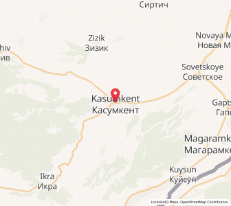 Map of Kasumkent, Dagestan