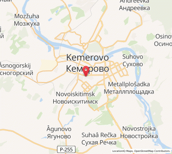 Map of Kemerovo, Kuzbass