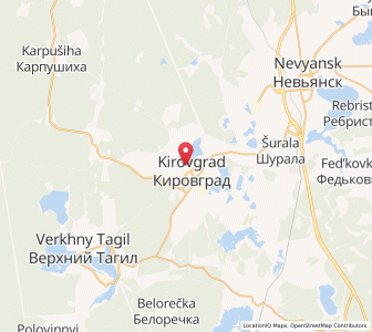 Map of Kirovgrad, Sverdlovsk Oblast