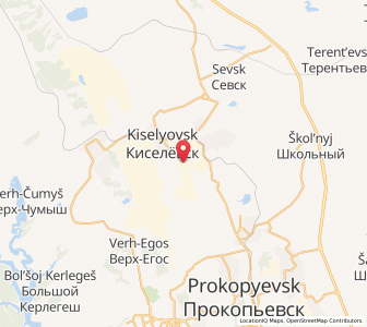 Map of Kiselëvsk, Kuzbass