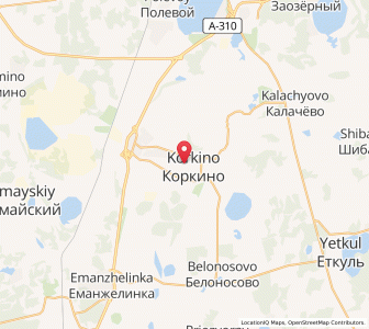 Map of Korkino, Chelyabinsk