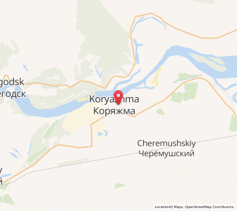 Map of Koryazhma, Arkhangelskaya