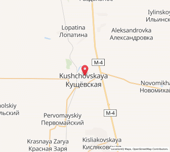 Map of Kushchyovskaya, Krasnodar Krai