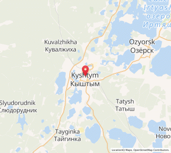 Map of Kyshtym, Chelyabinsk