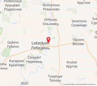 Map of Lebedyan’, Lipetsk Oblast