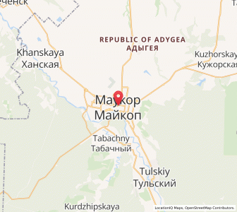 Map of Maykop, Adygeya Republic