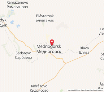 Map of Mednogorsk, Orenburg Oblast