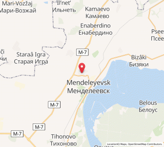 Map of Mendeleyevsk, Tatarstan Republic