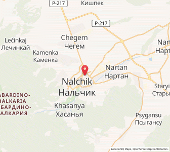 Map of Nalchik, Kabardino-Balkariya Republic