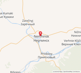Map of Nerchinsk, Zabaykalskiy (Transbaikal) Kray