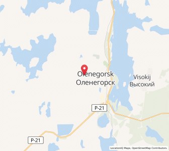 Map of Olenegorsk, Murmansk