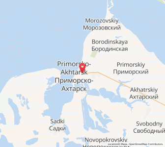 Map of Primorsko-Akhtarsk, Krasnodar Krai