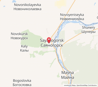 Map of Sayanogorsk, Khakasiya Republic