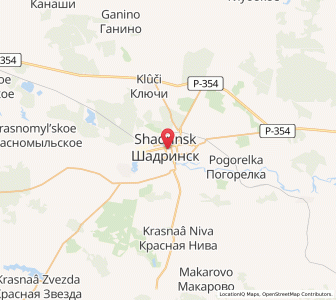 Map of Shadrinsk, Kurgan Oblast