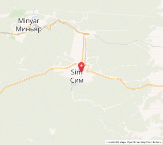 Map of Sim, Chelyabinsk