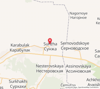 Map of Sunzha, Ingushetiya Republic