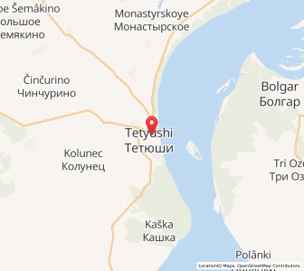 Map of Tetyushi, Tatarstan Republic