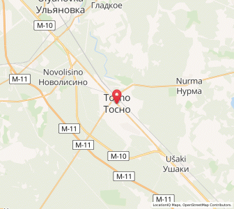Map of Tosno, Leningradskaya Oblast'