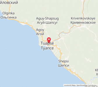 Map of Tuapse, Krasnodar Krai
