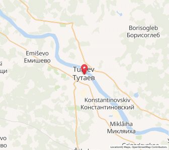 Map of Tutayev, Yaroslavl Oblast