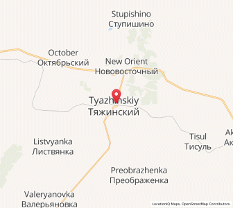 Map of Tyazhinskiy, Kuzbass
