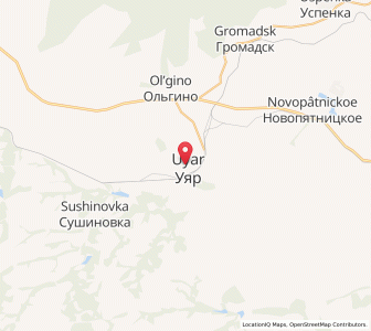 Map of Uyar, Krasnoyarsk Krai