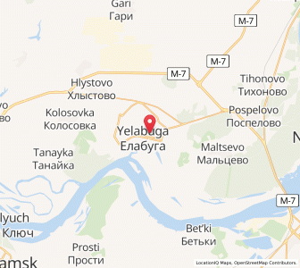 Map of Yelabuga, Tatarstan Republic