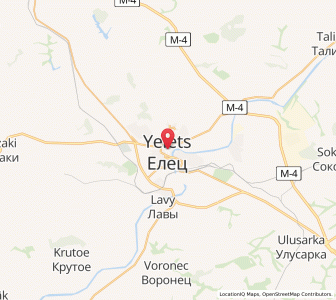Map of Yelets, Lipetsk Oblast