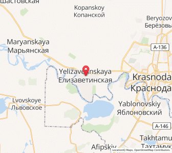 Map of Yelizavetinskaya, Krasnodar Krai