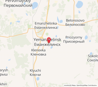 Map of Yemanzhelinsk, Chelyabinsk