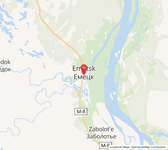 Map of Yemetsk, Arkhangelskaya