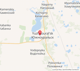Map of Yuzhnoural’sk, Chelyabinsk