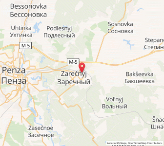 Map of Zarechnyy, Penza Oblast