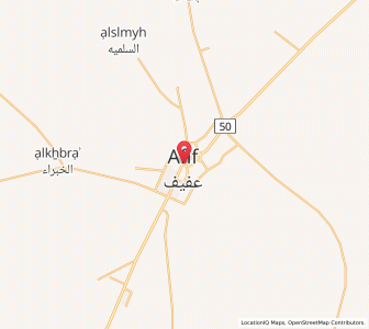 Map of Afif, Riyadh Region
