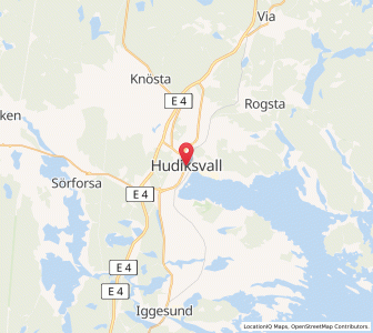 Map of Hudiksvall, Gävleborg