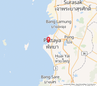 Map of Pattaya, Chon Buri