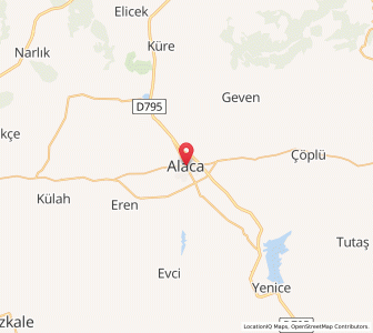 Map of Alaca, Çorum