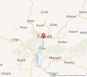 Map of Tunceli, Tunceli