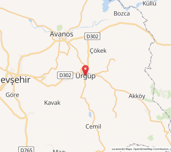 Map of Ürgüp, Nevşehir Province