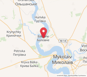 Map of Balovne, Mykolaiv