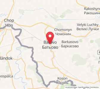 Map of Batiovo, Transcarpathia