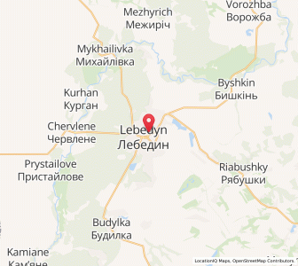 Map of Lebedyn, Sumy