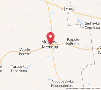 Map of Mezhova, Dnipropetrovsk
